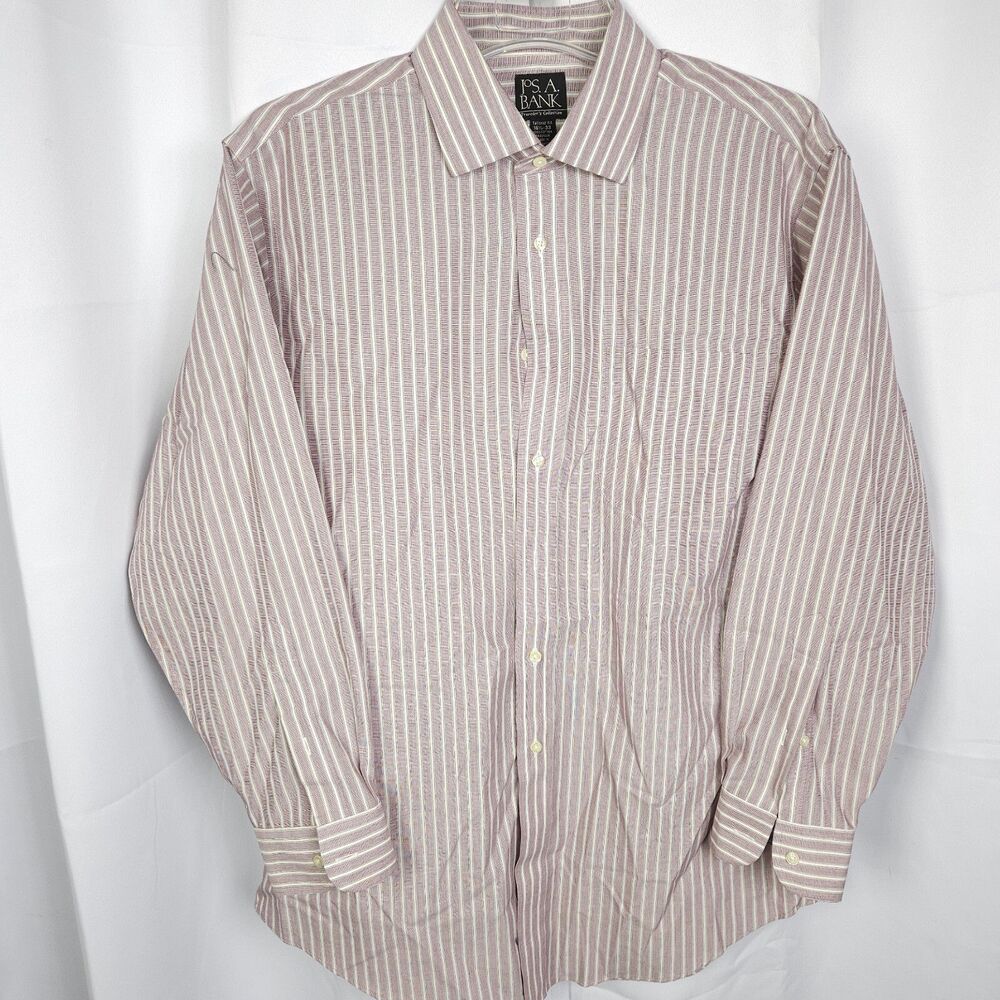 Jos. A. Bank Men's 16.5-33 Purple White Striped Tailored Fit Dress Shirt